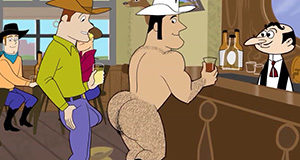 Desenho Animado com Xerife Gay e seu Bandido