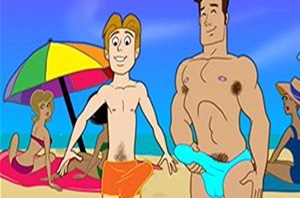 Animação Gay na Praia com Orgia Entre Machos