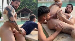 Benjaviano fazendo troca-troca com o Colombiano Rabudo