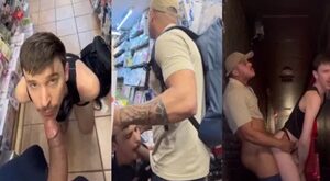 Diego Barros transando com uma fã na loja