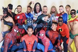 20 Men SuperHero Fuck Fest