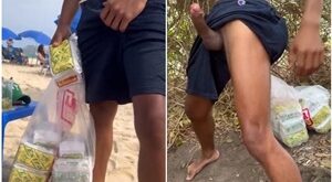 Dei o rabo pro vendedor ambulante da praia
