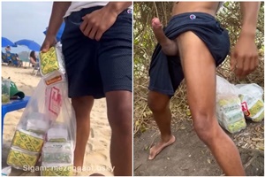 Dei o rabo pro vendedor ambulante da praia