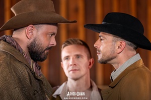 Paddy O’Brian and Sir Peter double fuck Serg Shepard in “Ashes Before Dawn, Episode 5”