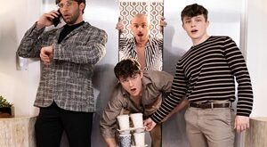 Phoenix Leo tops Oliver Marks in “The Demon Twink Wears Nada, Part 1 – A Gay XXX Parody”