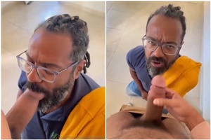 Baiano mamando e dando pro porteiro da rola grossa