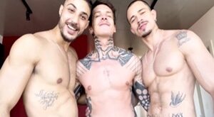 Os brasileiros Lucas Dias e Markin Wolf com Robert Royal